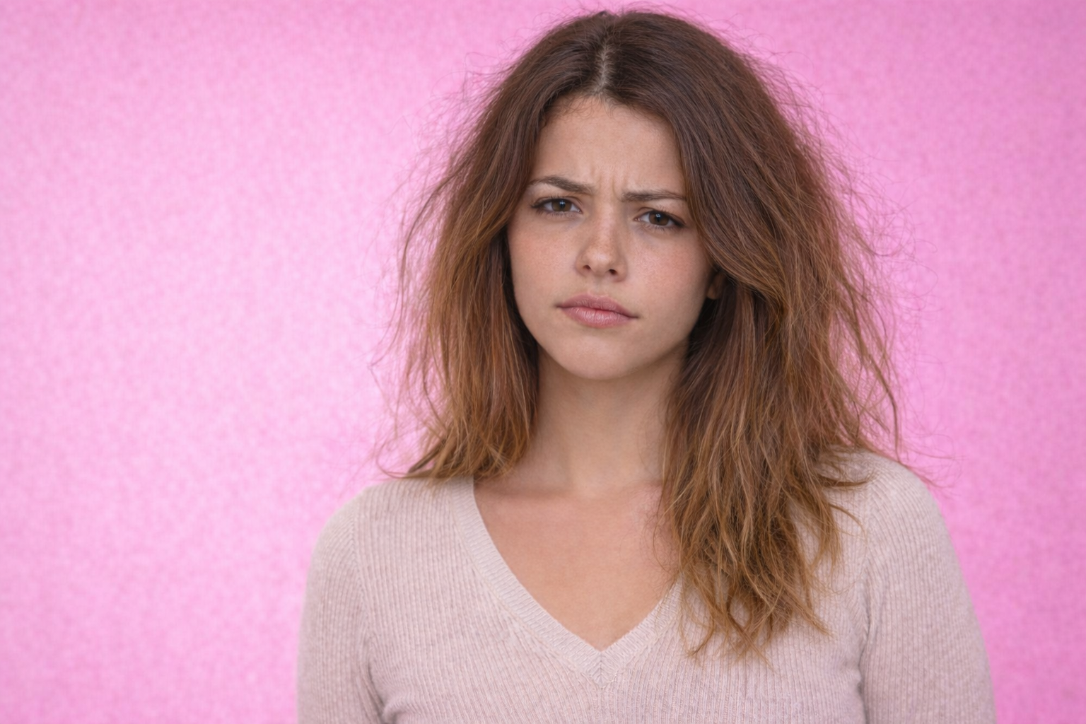 Cabello después de usar el alisador mientras peina